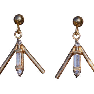 The Pala Mesa:  Yellow Gold Modern Dangler Earrings with Diamonds