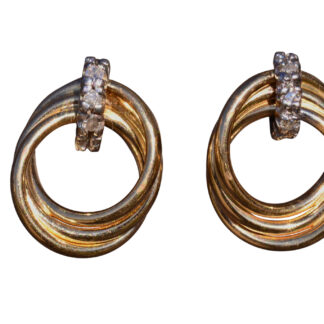The Rincon:  Yellow Gold Modern Studs with Diamonds