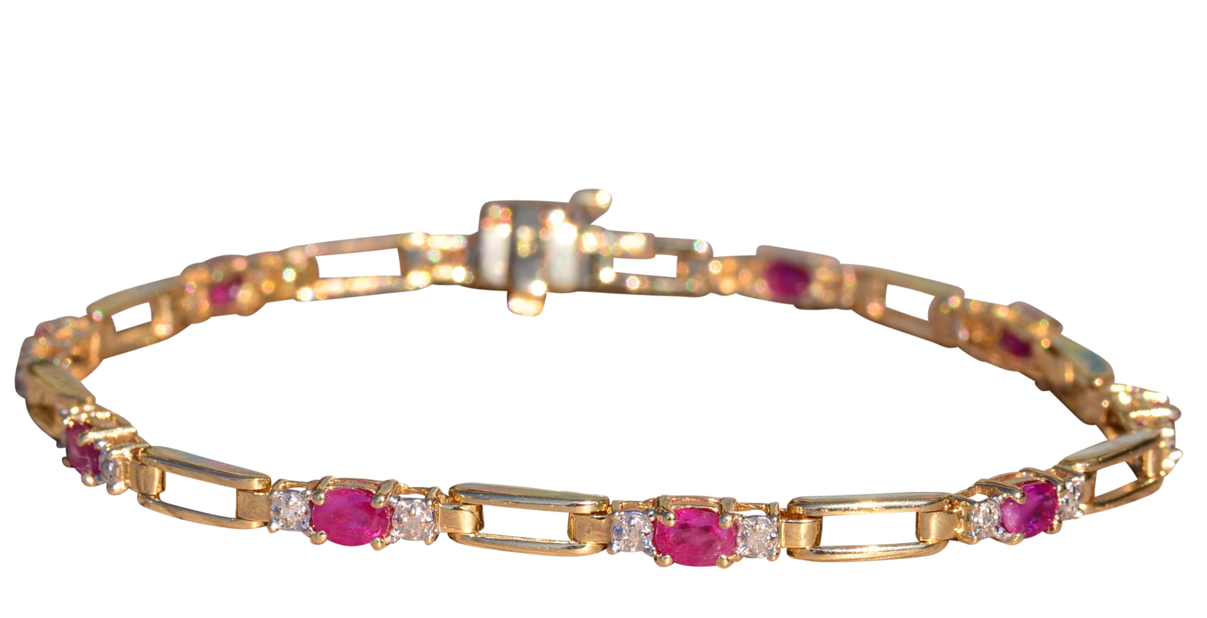 The Oceanside: Yellow Gold Ruby and Diamond Tennis Bracelet