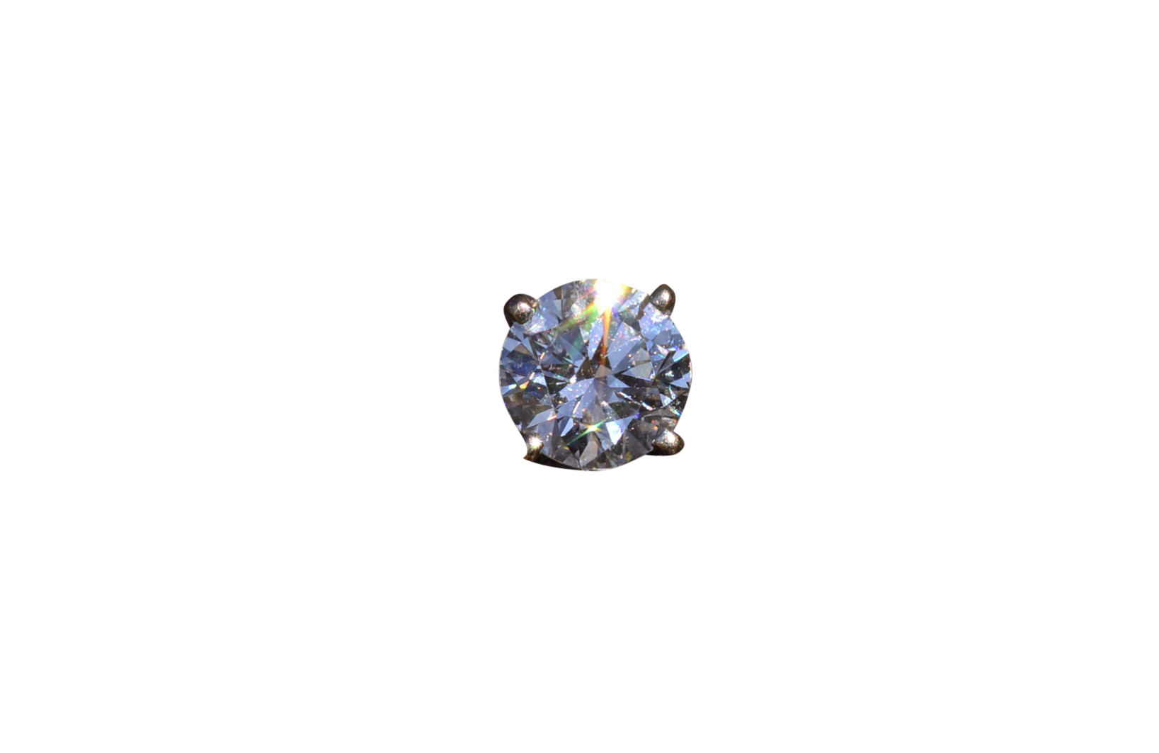 Single 0.42 carat Round Brilliant Cut Diamond Stud Earring in White Gold