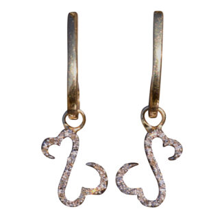 SOLD - The Open Heart:  Yellow Gold Open Heart Dangler Earrings with Diamonds