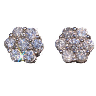 The Cardiff:  White Gold and Diamond Cluster Earrings