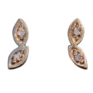 SOLD - The San Marcos:  Yellow Gold Two Stone Navette Earrings with Diamonds