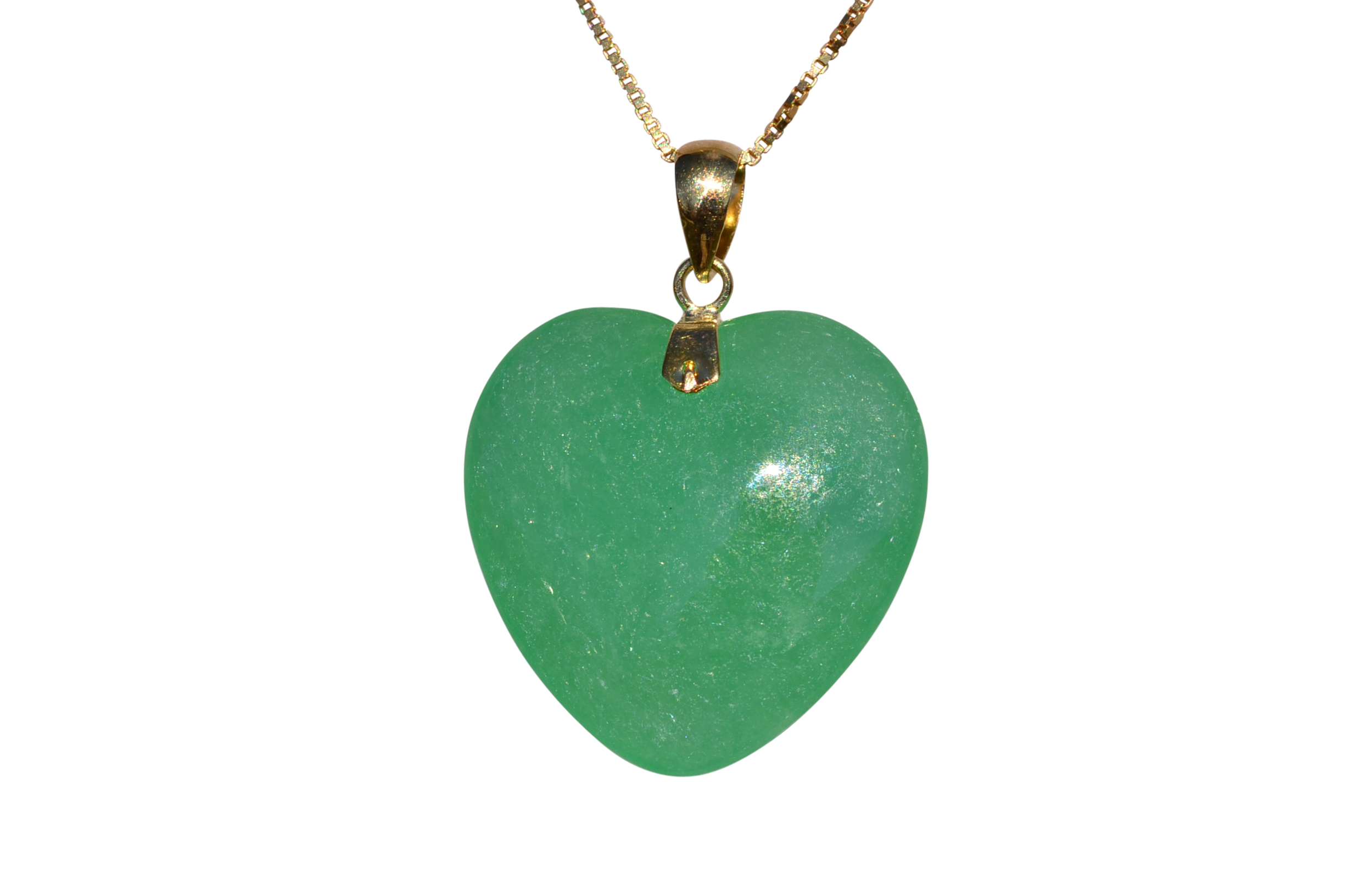 The Coupland: Apple Green Jadeite Heart Pendant with Yellow Gold