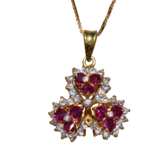 The Old Dime:  Yellow Gold Ruby and Crystal Pendant