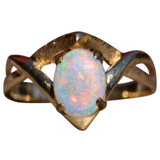 The Monterey:  Australian Opal Ring In Yellow Gold