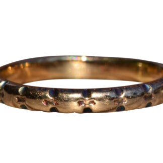 The Harmony:  Antique Yellow Gold Engraved Wedding Band