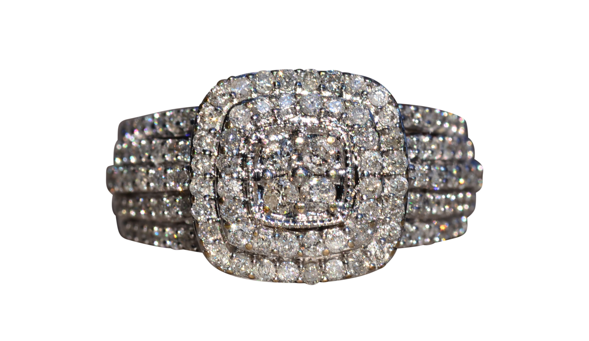 SOLD: The Cambria: White Gold and Diamond Double Halo Ring with Diamonds