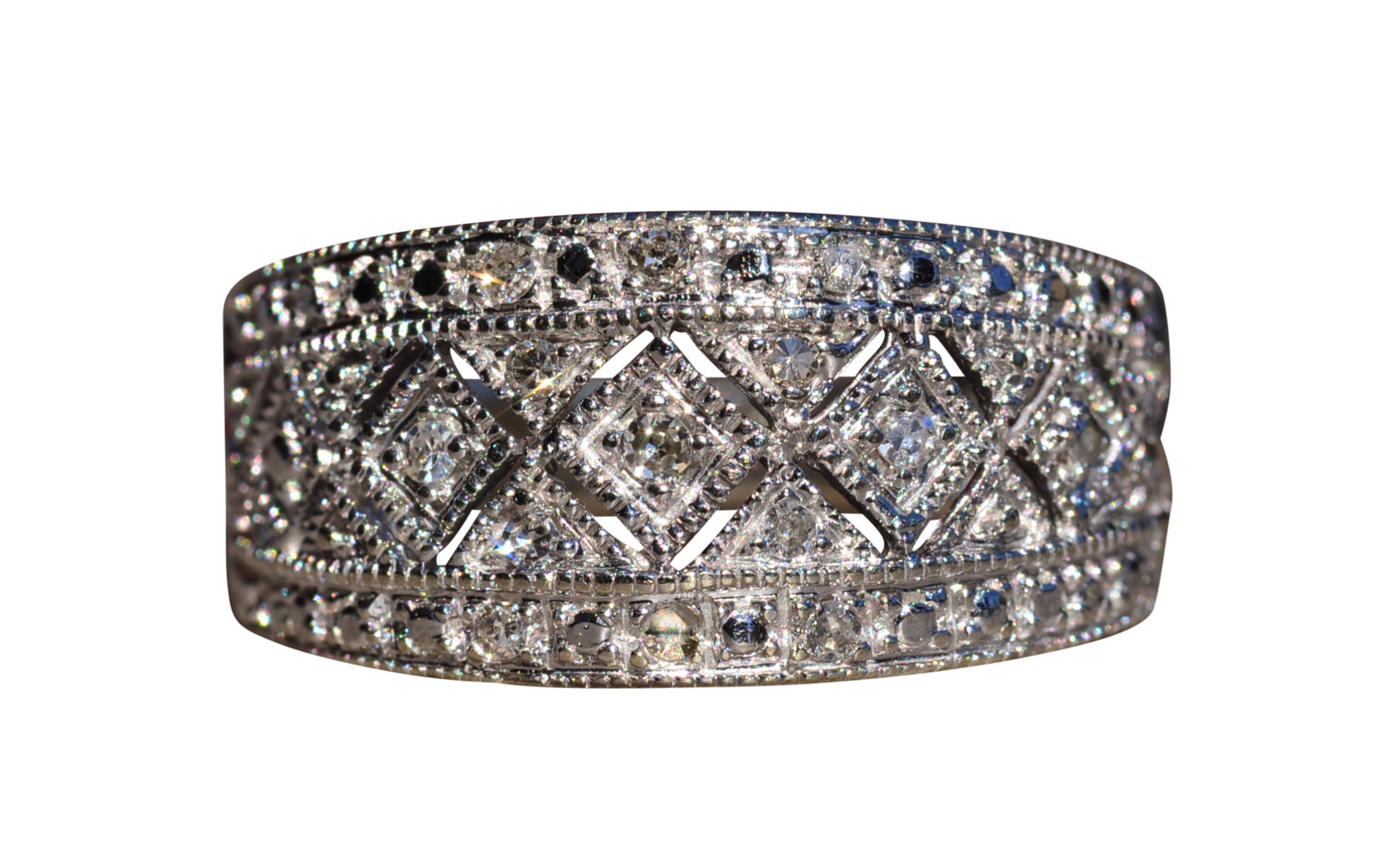 SOLD - The Ragged Point: White Gold Right Hand Ring with Diamonds