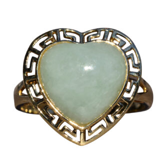 SOLD - The Gorda:  Heart Shaped Cabochon Jade Ring in Yellow Gold