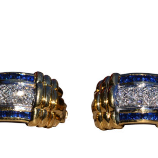 The Glen Canyon: Yellow Gold Sapphire and Diamond Ear Clips