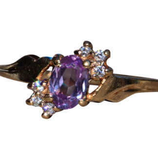 The San Simeon:  Yellow Gold Cocktail Ring with Color Change Sapphire