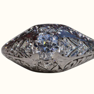 The Kitts Hill:  Antique Ladies Platinum Engagement Ring set with Diamonds