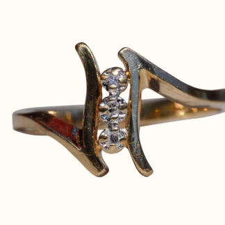 The Stiltner:  Ladies Yellow Gold Diamond Bypass Ring