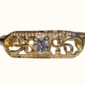 SOLD - The Varney:  Ladies Signed Petite 14K Gold Cocktail Ring set with Diamond