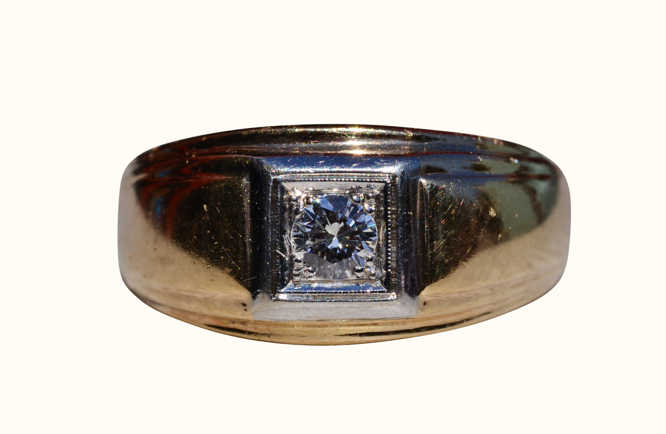 The Delbarton: Gentleman's 14K Yellow Gold Diamond Ring