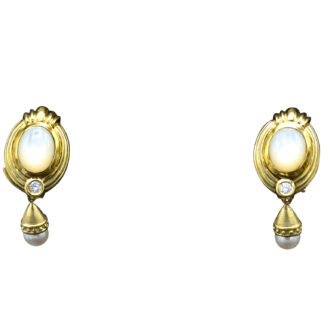 The Gretnas:  Ladies Vintage 14K Day and Night Mother of Pearl Dangler Earrings