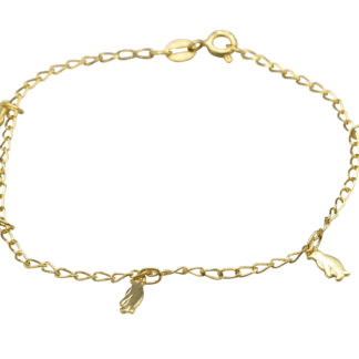 SOLD - The Manchote:  Ladies 18K Yellow Gold Penguin Charm Bracelet