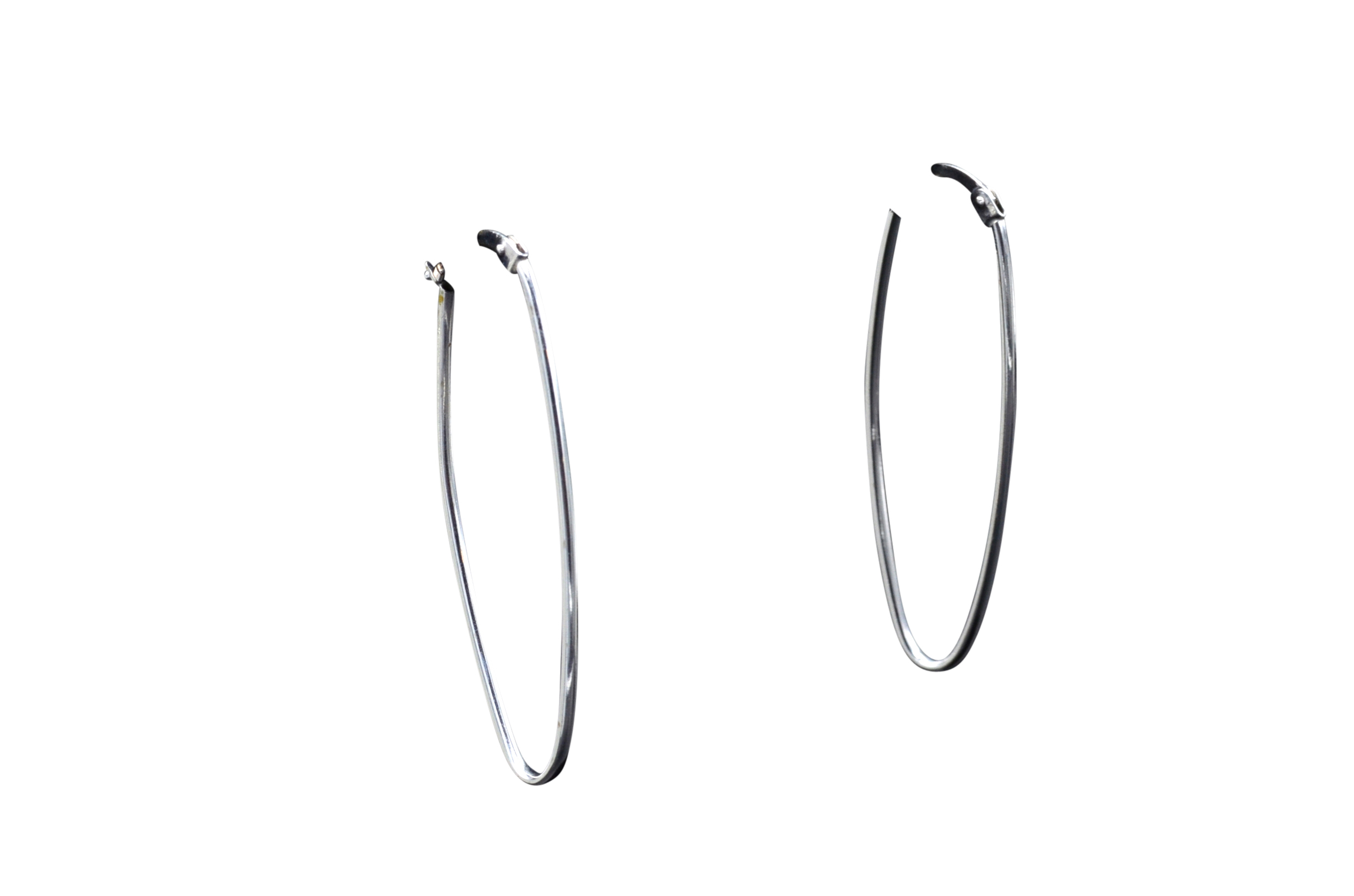 SOLD - The Hubbells: Ladies 14K White Gold Elongated Hoop Earrings