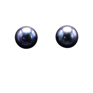 SOLD - Ladies 14K Gold Black Pearl Stud Earrings