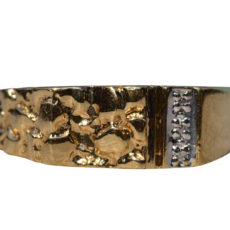 SOLD - The West Sahara: Yellow Gold Nugget Ring set with Diamonds Signed Magic Glo