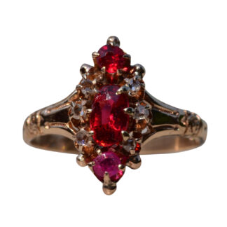 SOLD - The Barstow: Victorian Doublet and Ruby Ring with Rose Cut Diamonds