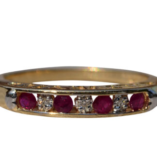 The Sovana: Yellow Gold Ruby and Diamond Band