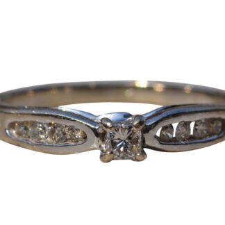 SOLD - The Green Valley North:  Vintage White Gold Promise Ring with Natural Diamonds