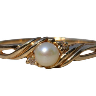 SOLD - The Winchester:  Yellow Gold Pearl Promise Ring