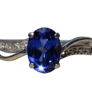 The Mountain Pass: White Gold Diffused Sapphire Bypass Ring