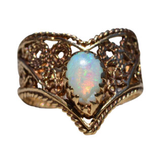 SOLD - The Alta Loma: Mid Century Australian Opal Filigree Ring
