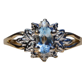 The Del Rey:  Aquamarine and Diamond Ring in Yellow Gold