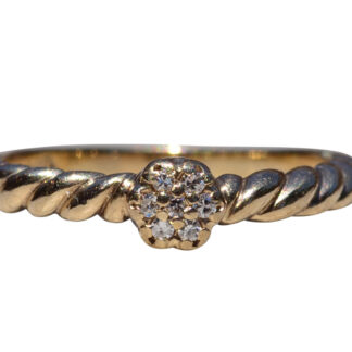 The Muscatel: Signed Yellow Gold Ring with Diamonds