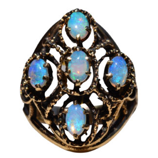 SOLD - The Madera:  Australian Opal Mid Century Yellow Gold Ring