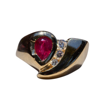 The Planada:  Modern Ruby and Diamond Ring in Yellow Gold