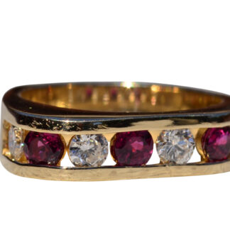 The Altadena:  Modern Ruby and Diamond Band