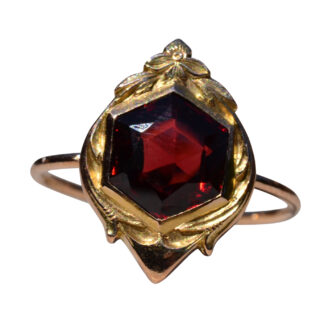 The West Park: Antique Hexagonal Shaped Garnet with Art Nouveau Frame