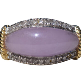 The Turlock:  Natural Lavender Jadeite Jade Ring with Diamonds
