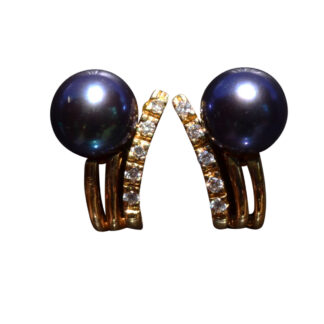 SOLD - The Bel Marin Keys:  Black Pearl and Diamond Stud Earrings