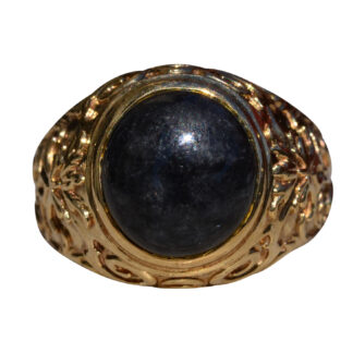 SOLD - The Manchaca:  Black Jade Ring in Yellow Gold