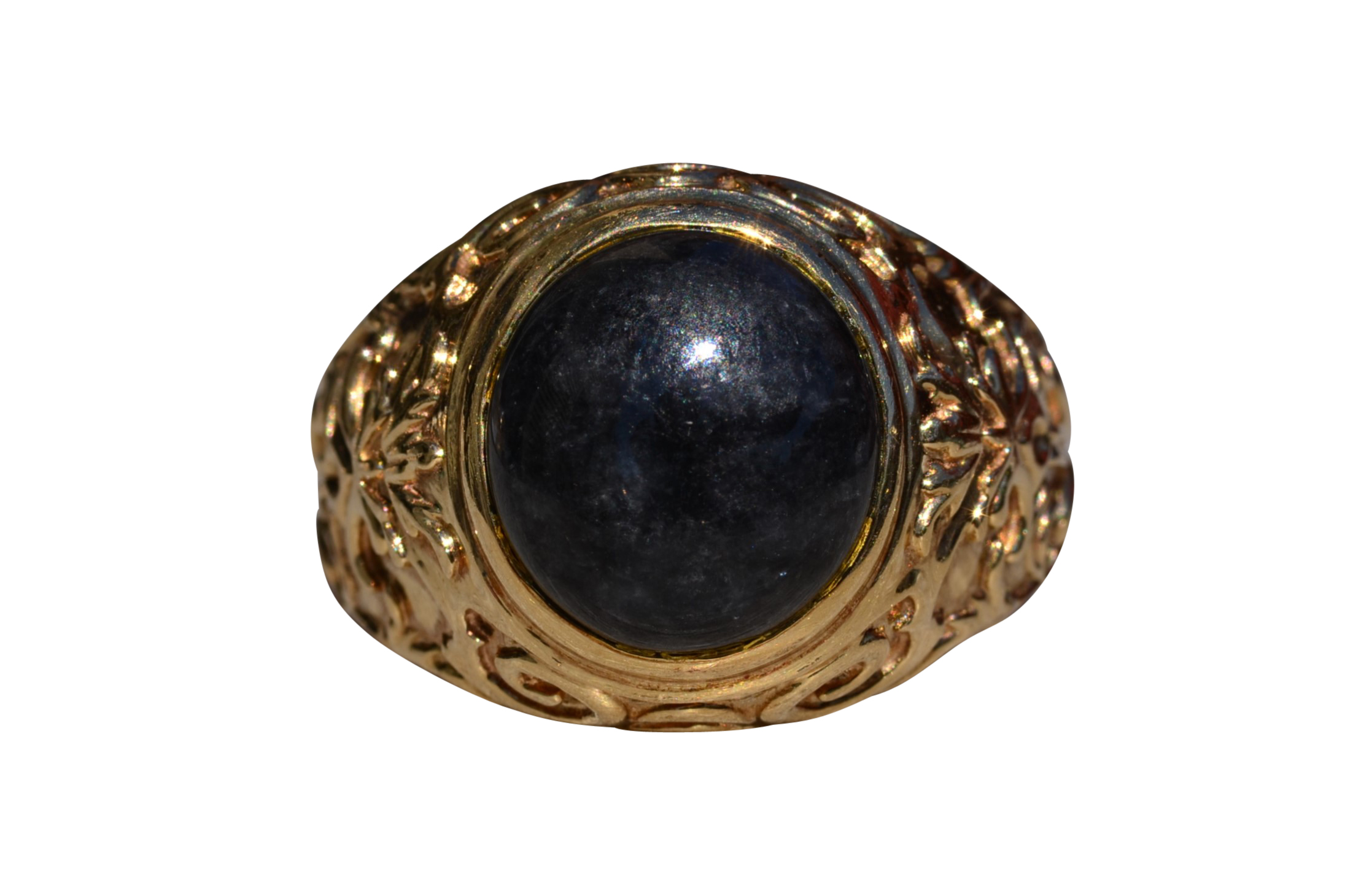 SOLD - The Manchaca: Black Jade Ring in Yellow Gold