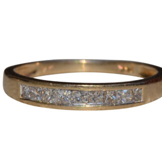 SOLD - The League City:  Yellow Gold Princess Cut Diamond Band