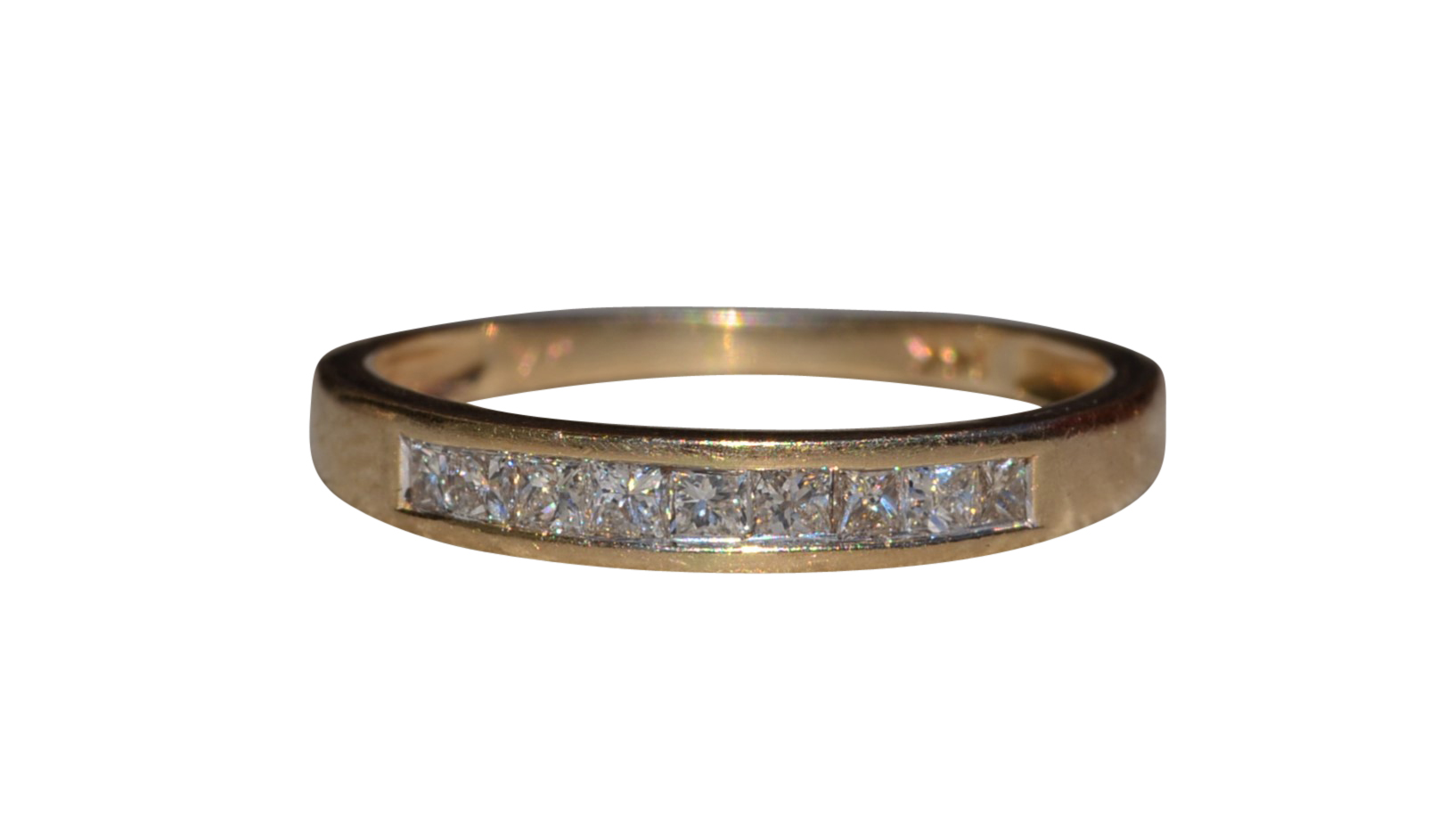 SOLD - The League City: Yellow Gold Princess Cut Diamond Band