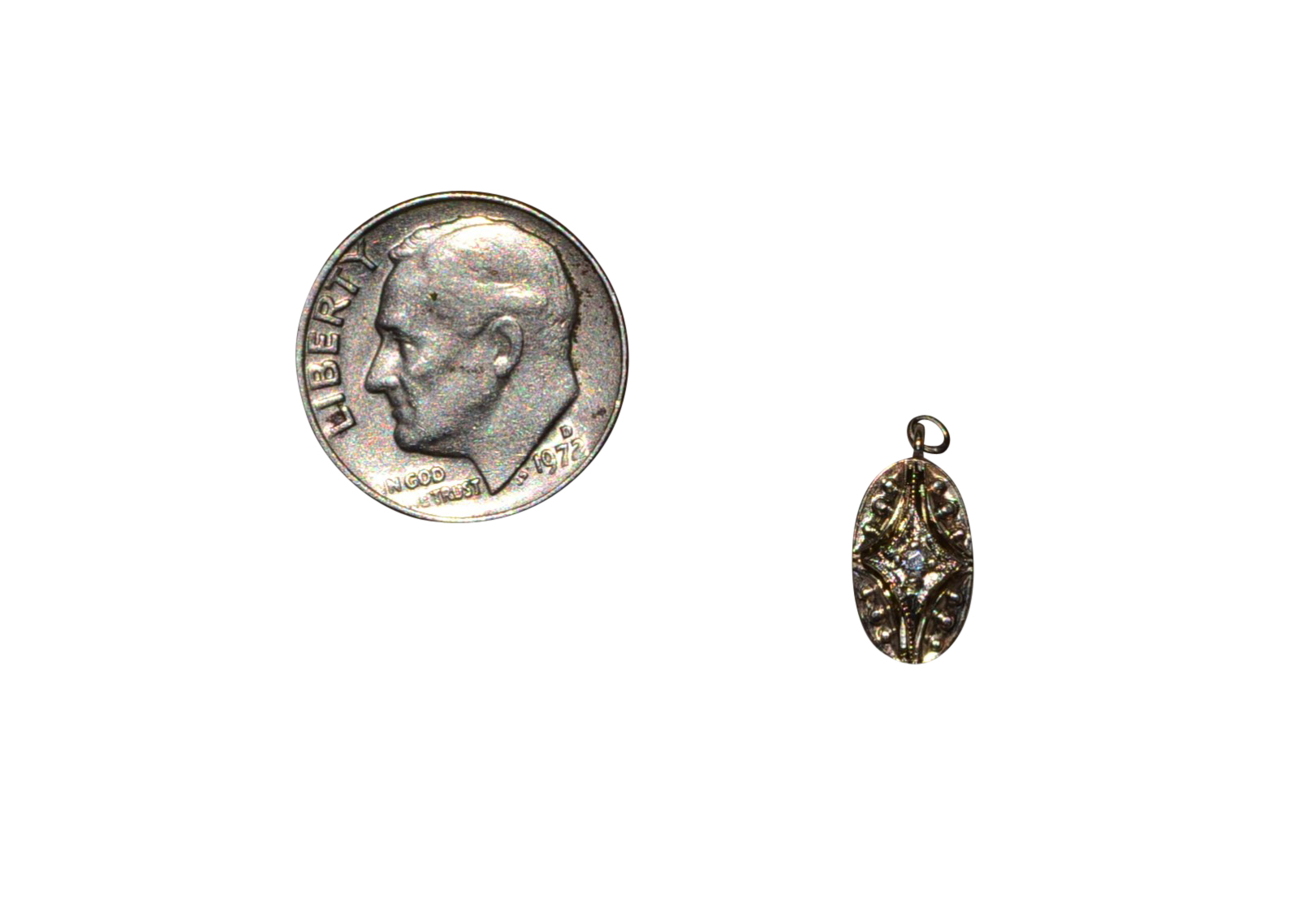 SOLD: The West Bay: Antique Art Deco White Gold Mini Pendant with Old Cut Diamond