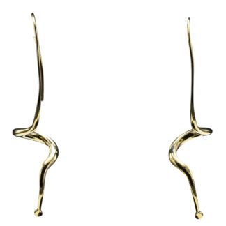 SOLD - The Ramsey:  Mid Century Signed Freeform Earrings in Yellow Gold