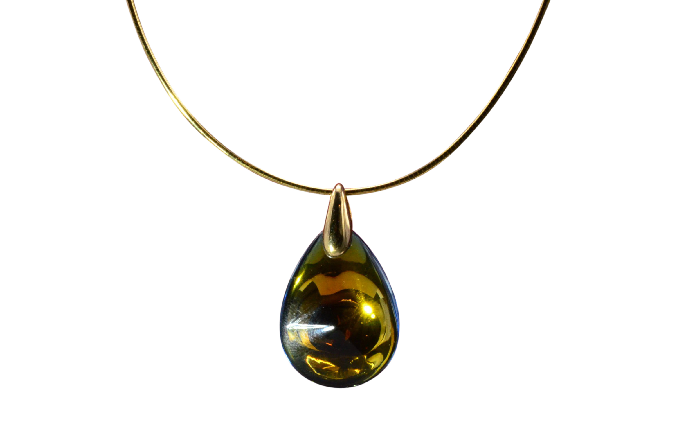 SOLD - The Baccarat: Baccarat Crystal Psydelic Yellow Gold Necklace