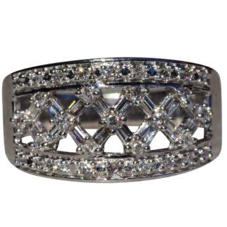 SOLD - The Haxel:  Ladies 14K White Gold Wide Diamond Band