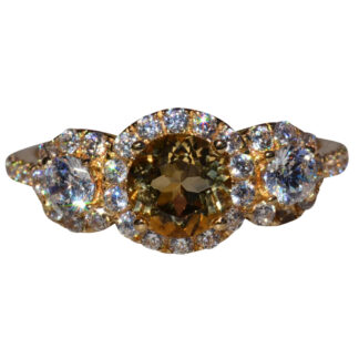 The Dettling:  Ladies Contemporary Trilogy Ring set with Citrine and Cubic Zirconia