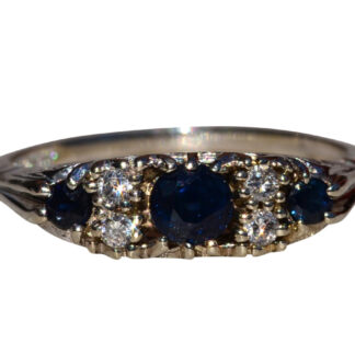 SOLD - The Rosekemp:  Antique 14K White Gold Sapphire and Diamond Ring