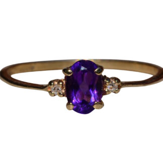 SOLD - The Pollari:  Ladies 14K Amethyst and Diamond Ring in Yellow Gold